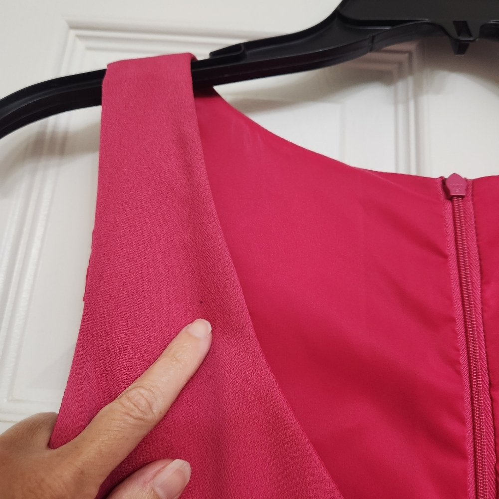 NWT Trina Turk Fiery Pink Ruffle Cocktail Dress - Picture 7 of 10